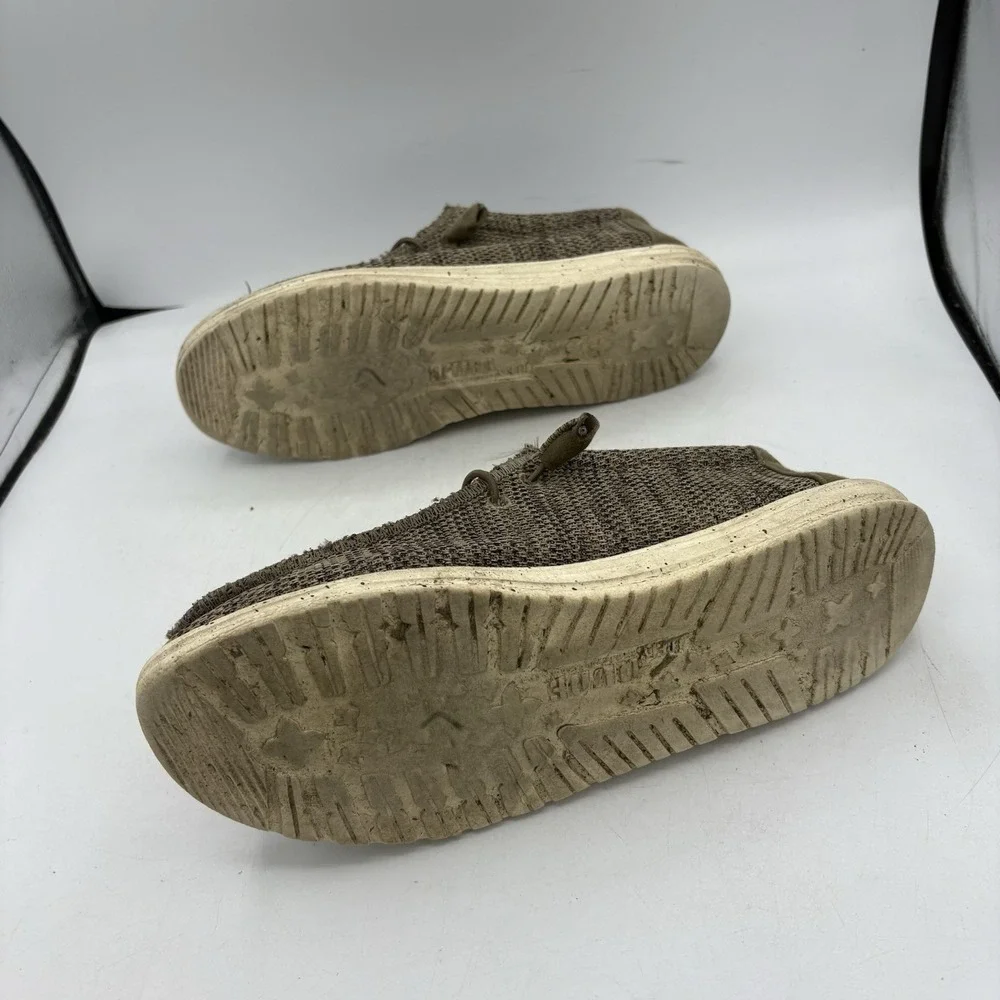 Hey Dude Shoes Mens Size 10 Wally Sox Brown Tan Knit‎ Casual Loafers